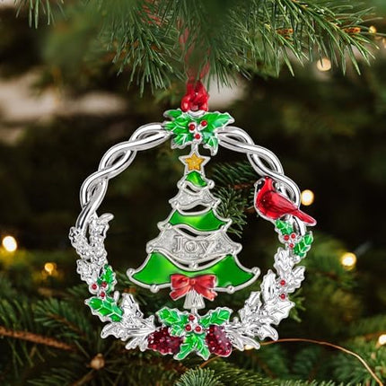Metal Silver Rotatable Christmas Ornament – 2025 Joy Holiday Hanging Charm Keepsake