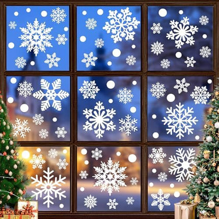 9-Sheet Christmas Window Cling Set – 116PCS Snowflake Holiday Decor Supplies