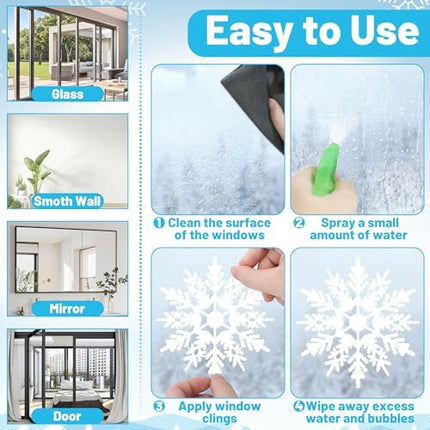 9-Sheet Christmas Window Cling Set – 116PCS Snowflake Holiday Decor Supplies