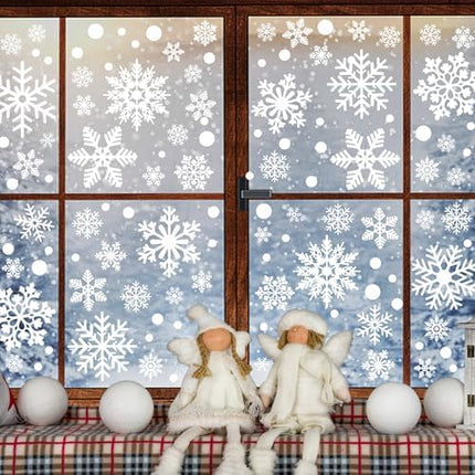 9-Sheet Christmas Window Cling Set – 116PCS Snowflake Holiday Decor Supplies