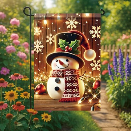 Winter Snowman Garden Flag – Seasonal Double-Sided Holiday Sign for Outdoor Display