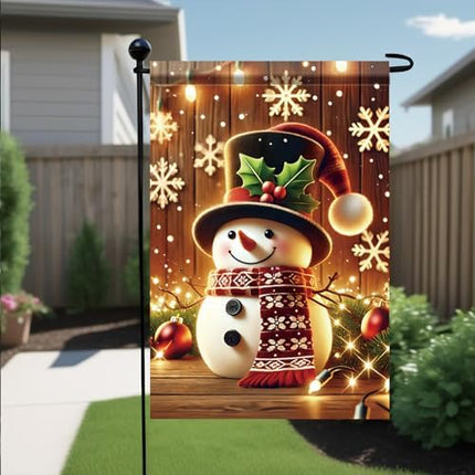 Winter Snowman Garden Flag – Seasonal Double-Sided Holiday Sign for Outdoor Display