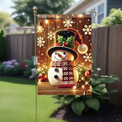 Winter Snowman Garden Flag – Seasonal Double-Sided Holiday Sign for Outdoor Display