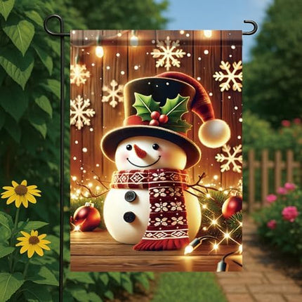 Winter Snowman Garden Flag – Seasonal Double-Sided Holiday Sign for Outdoor Display