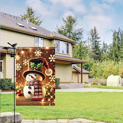 Winter Snowman Garden Flag – Seasonal Double-Sided Holiday Sign for Outdoor Display