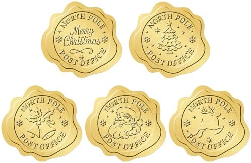 Gold Christmas Envelope Stickers 300PCS – Self-Adhesive Xmas Card Seals & Crafts