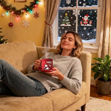 Pickmesh Holiday Enamel Mugs – Set of 6 Festive 12oz Coffee Cups for Christmas