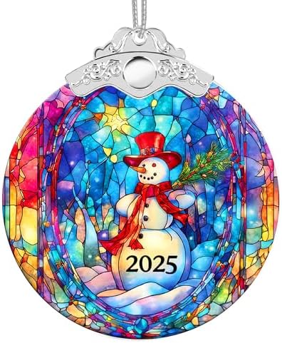 Snowman Art Christmas 2025 Acrylic Suncatcher Ornament Unique Gift