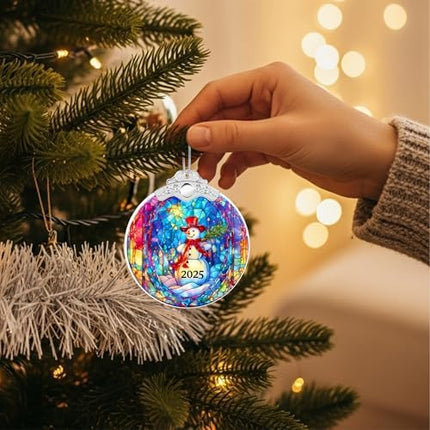 Snowman Art Christmas 2025 Acrylic Suncatcher Ornament Unique Gift