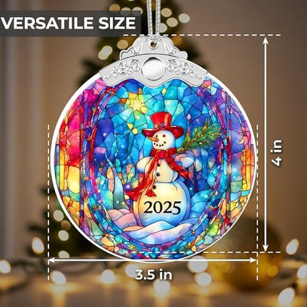 Snowman Art Christmas 2025 Acrylic Suncatcher Ornament Unique Gift