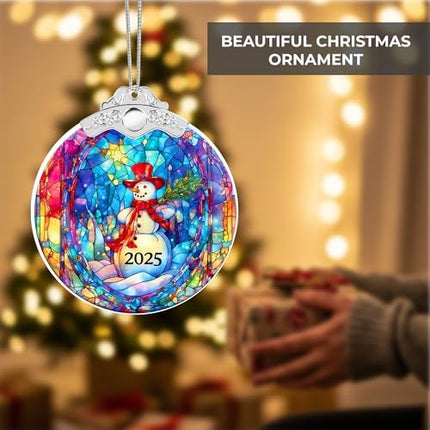 Snowman Art Christmas 2025 Acrylic Suncatcher Ornament Unique Gift