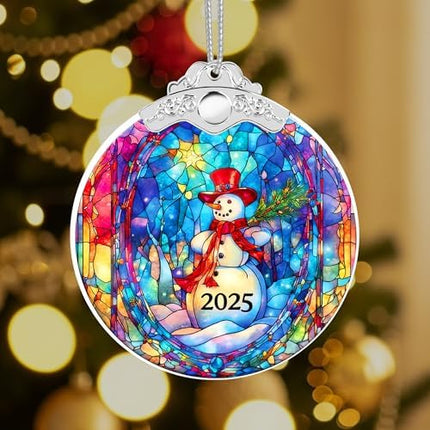 Snowman Art Christmas 2025 Acrylic Suncatcher Ornament Unique Gift