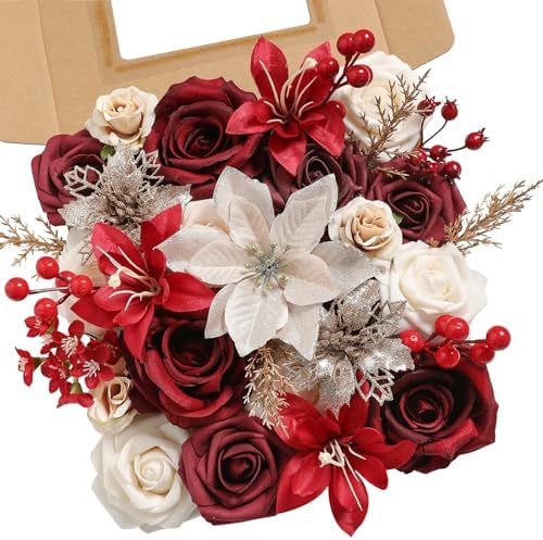 Holiday Greenery & Faux Flower Set – Perfect for Wreaths, Trees & Centerpieces