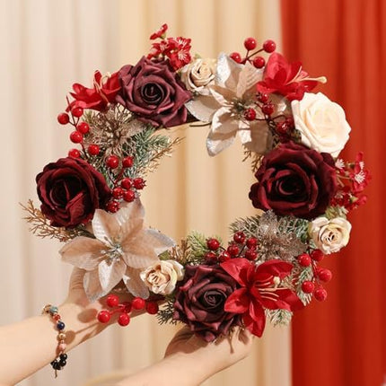Holiday Greenery & Faux Flower Set – Perfect for Wreaths, Trees & Centerpieces
