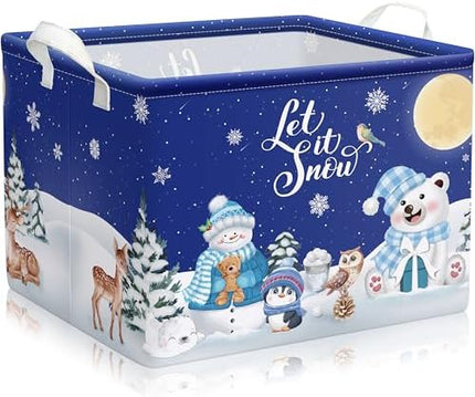 1. Large Collapsible Snowman Christmas Storage Basket 16x12x12" Holiday Organizer
