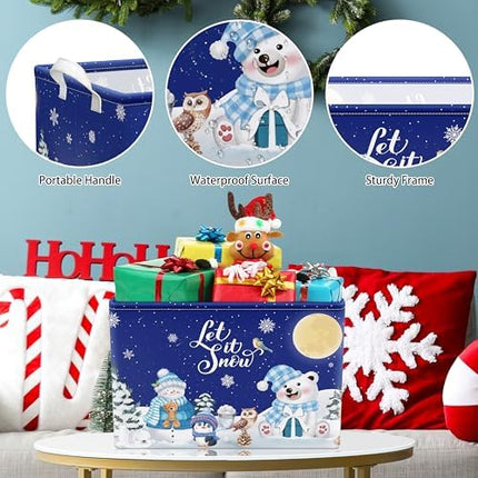 1. Large Collapsible Snowman Christmas Storage Basket 16x12x12" Holiday Organizer