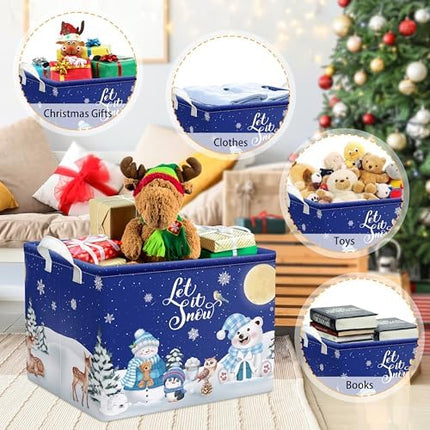 1. Large Collapsible Snowman Christmas Storage Basket 16x12x12" Holiday Organizer