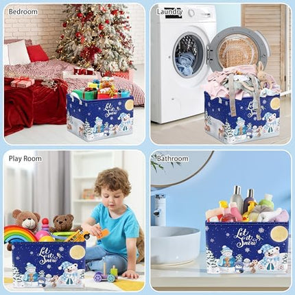 1. Large Collapsible Snowman Christmas Storage Basket 16x12x12" Holiday Organizer