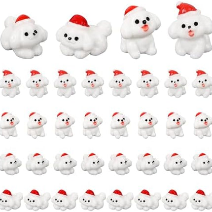 Cute Mini Dog Figurines 32pcs – Christmas Resin Puppies for Garden, Crafts & Party Decor