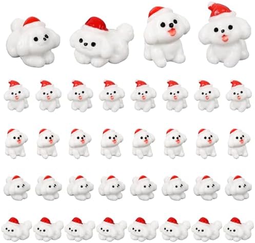 Cute Mini Dog Figurines 32pcs – Christmas Resin Puppies for Garden, Crafts & Party Decor