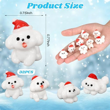 Cute Mini Dog Figurines 32pcs – Christmas Resin Puppies for Garden, Crafts & Party Decor