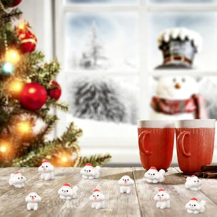 Cute Mini Dog Figurines 32pcs – Christmas Resin Puppies for Garden, Crafts & Party Decor