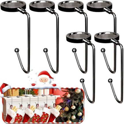 Christmas Stocking Holders Set of 6 – Non-Slip Nickel Fireplace Mantle Hanging Hooks