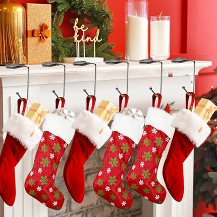 Christmas Stocking Holders Set of 6 – Non-Slip Nickel Fireplace Mantle Hanging Hooks