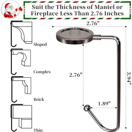 Christmas Stocking Holders Set of 6 – Non-Slip Nickel Fireplace Mantle Hanging Hooks