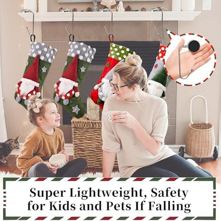 Christmas Stocking Holders Set of 6 – Non-Slip Nickel Fireplace Mantle Hanging Hooks
