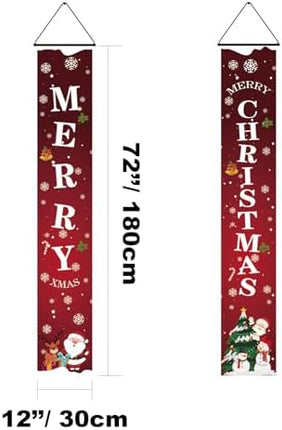 Merry Christmas Door Banner – Red White Porch Welcome Sign for Indoor & Outdoor Décor