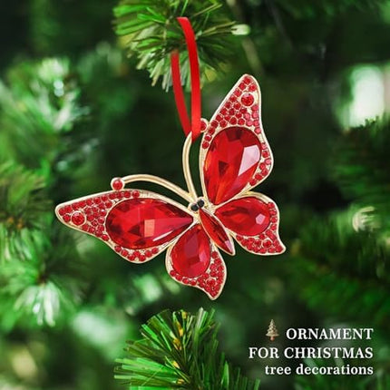 Red Butterfly Christmas Tree Ornament – 2025 Keepsake Gift for Women, Girls & Mom