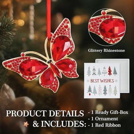 Red Butterfly Christmas Tree Ornament – 2025 Keepsake Gift for Women, Girls & Mom