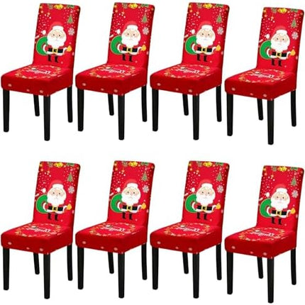 Stretch Christmas Dining Chair Covers 8PCS Holiday Home Decor Slipcovers