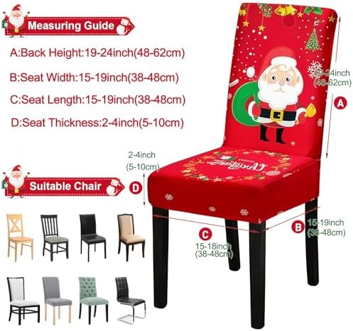 Stretch Christmas Dining Chair Covers 8PCS Holiday Home Decor Slipcovers