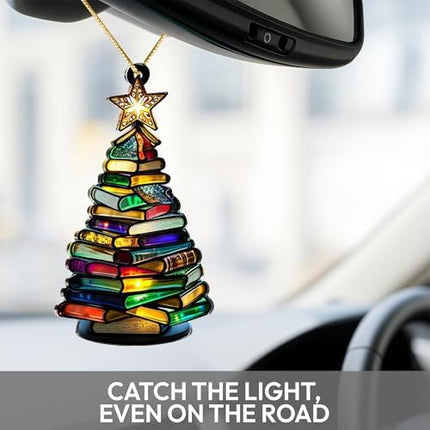 Faux Stained Glass Book Ornament 2025 – Acrylic Gift for Bookworms & Book Clubs
