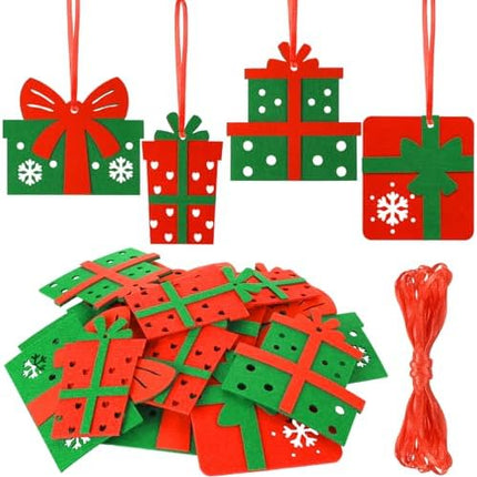 Tatuo Christmas Felt Ornaments 24PCS Tree Hanging Decorations Red Green Set