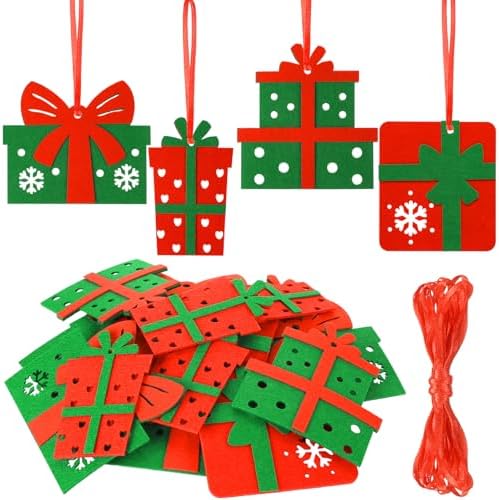 Tatuo Christmas Felt Ornaments 24PCS Tree Hanging Decorations Red Green Set