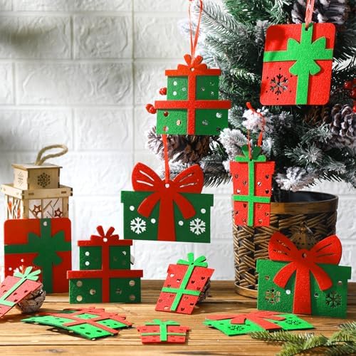 Tatuo Christmas Felt Ornaments 24PCS Tree Hanging Decorations Red Green Set