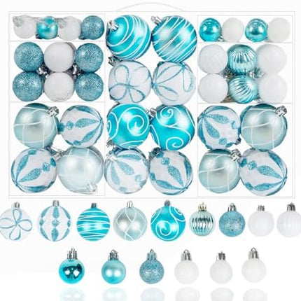 Bulk Christmas Balls 100Pcs – Elegant Blue & Silver Glitter Ornaments for Trees