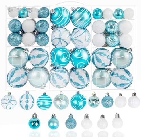 Bulk Christmas Balls 100Pcs – Elegant Blue & Silver Glitter Ornaments for Trees