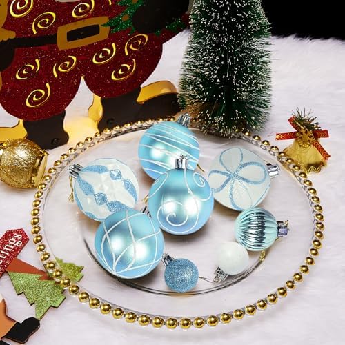 Bulk Christmas Balls 100Pcs – Elegant Blue & Silver Glitter Ornaments for Trees