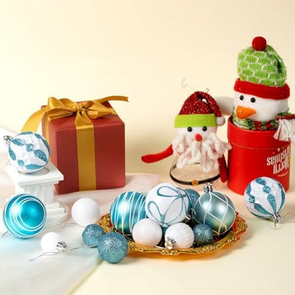 Bulk Christmas Balls 100Pcs – Elegant Blue & Silver Glitter Ornaments for Trees