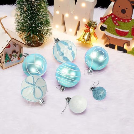 Bulk Christmas Balls 100Pcs – Elegant Blue & Silver Glitter Ornaments for Trees