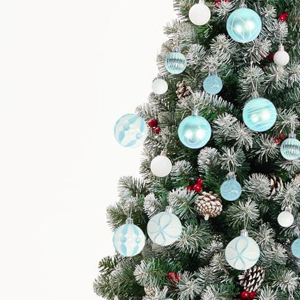 Bulk Christmas Balls 100Pcs – Elegant Blue & Silver Glitter Ornaments for Trees