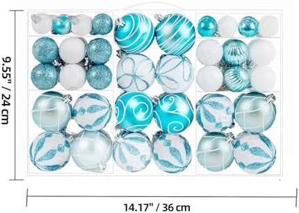 Bulk Christmas Balls 100Pcs – Elegant Blue & Silver Glitter Ornaments for Trees