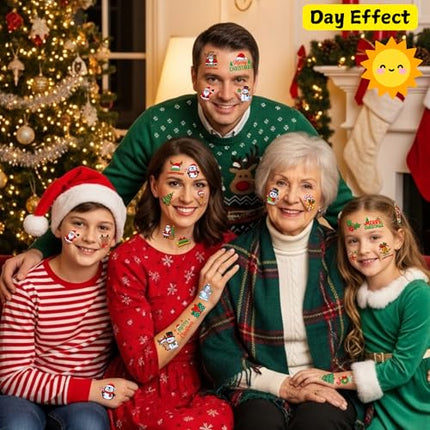Luminous Xmas Tattoos 60pcs – Glow Temporary Designs for Kids, Teens & Adults