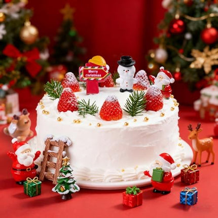 Mini Christmas Figure Set 12pcs – Tiny Resin Santa & Tree Decorations for Home & Party