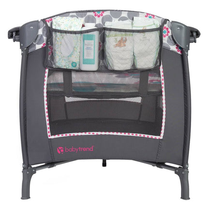 Lil Snooze Daisy Dots Deluxe Nursery Center Foldable Baby Playard with Bassinet