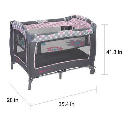Lil Snooze Daisy Dots Deluxe Nursery Center Foldable Baby Playard with Bassinet
